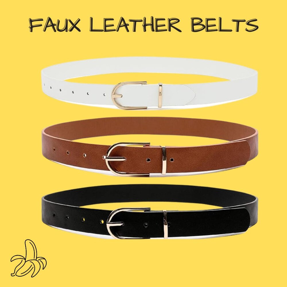 Earnda Faux Leather Fashion Belt (for waist from 23 to 35 in)